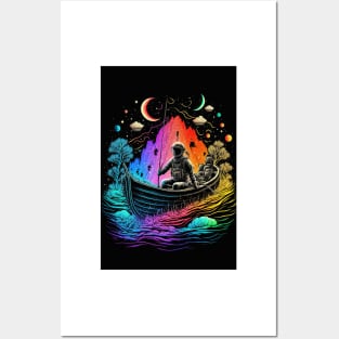 Astronaut Sailing Through Colorful Space Posters and Art